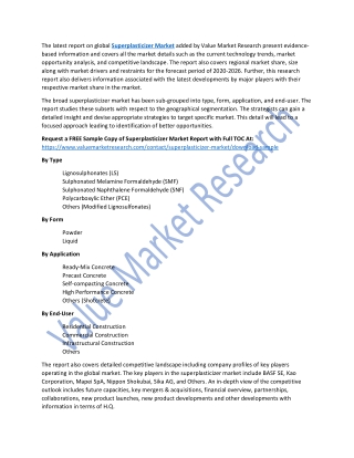 Superplasticizer Market 2026 Research Report| Industry Size & Share