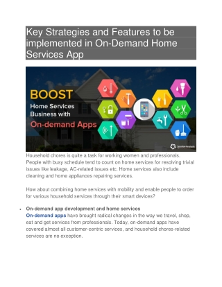 Key Strategies and Features to be Implemented in On-Demand Home Services App