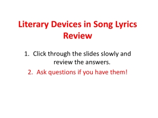 Literary Devices in Song Lyrics Review