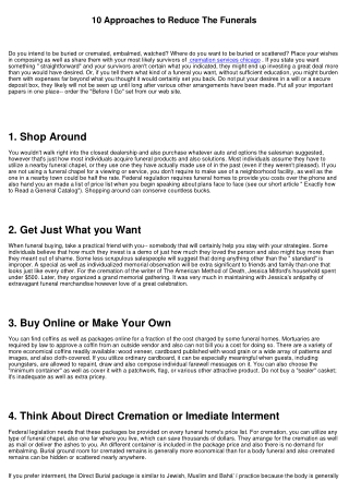 10 Approaches to Save Money On The Funerals