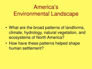 America’s Environmental Landscape