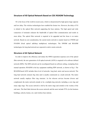 Structure of All Optical Network Based on CDC-ROADM Technology