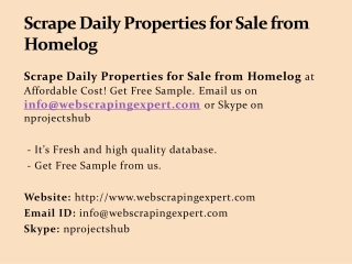 Scrape Daily Properties for Sale from Homelog