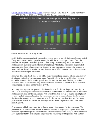 Global Atrial Fibrillation Drugs Market