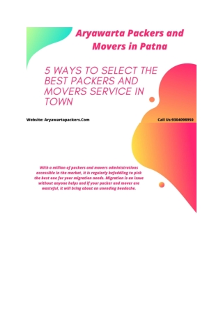 5 Ways To Select The Best Packers and Movers Service in Town