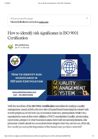 How to identify risk significance in ISO 9001 Certification ?