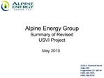 Alpine Energy Group Summary of Revised USVI Project