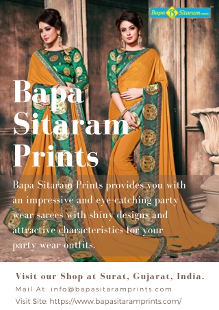 Casual Party Wear Sarees Manufacturer in Surat