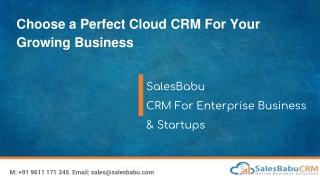 Choose a Perfect Cloud CRM For Your Growing Business