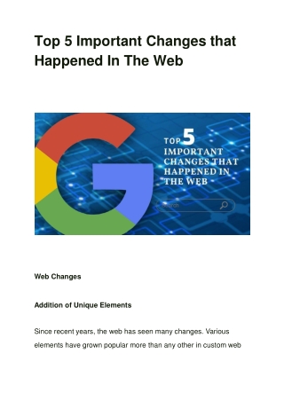 Top 5 Important Changes that Happened In The Web