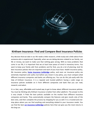 Kirkham Insurance- Find and Compare Best Insurance Policies