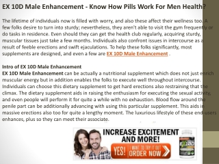 EX 10D - Know How Pills Work For Men Health?