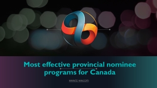 Most effective provincial nominee programs for Canada