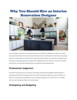 Interior renovation services