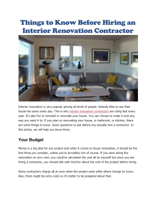 Interior renovation contractor