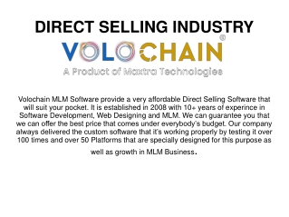 Direct Selling Software Industry - Volochainmlmsoftware.com