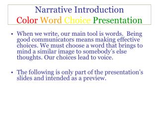 Narrative Introduction Color Word Choice Presentation