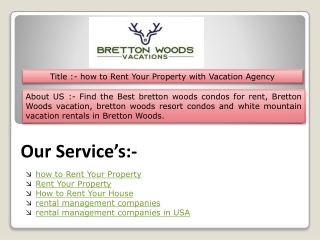 how to Rent Your Property with Vacation Agency