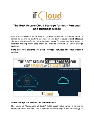 The Best Secure Cloud Storage for your Personal and Business Needs