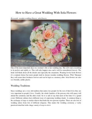 How to Have a Great Wedding With Sola Flowers