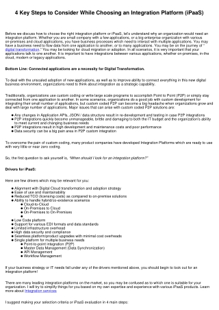 4 Key Steps to Consider While Choosing an Integration Platform (iPaaS)