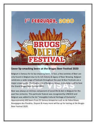 Bruges Beer Festival 2020 | Relish rare beers with Belgium Visa