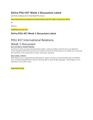 DeVry POLI 457 Week 1 Discussions Latest