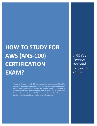 How to Study for AWS (ANS-C00) Certification Exam?