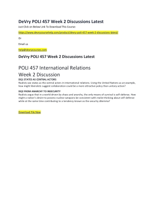 DeVry POLI 457 Week 2 Discussions Latest