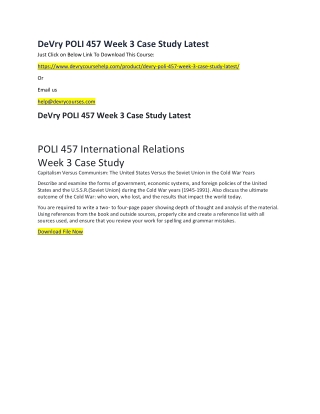 DeVry POLI 457 Week 3 Case Study Latest