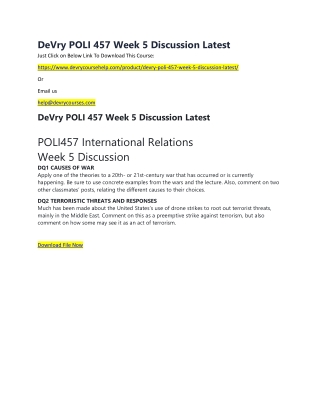 DeVry POLI 457 Week 5 Discussion Latest