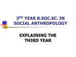 3RD YEAR B.SOC.SC. IN SOCIAL ANTHROPOLOGY