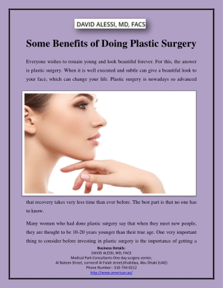 Some Benefits of Doing Plastic Surgery