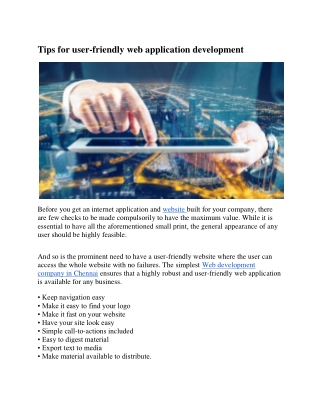Tips for user-friendly web application development