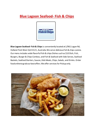 10% OFF - Blue Lagoon Seafood Fish & Chips Holland Park, West QLD