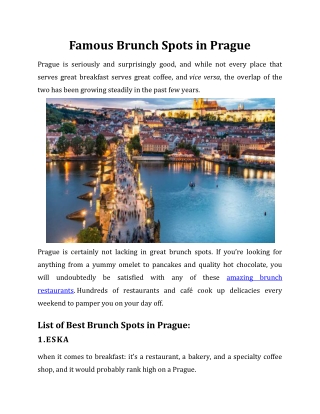 Famous Brunch Spots in Prague