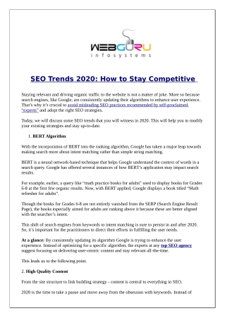 SEO Trends 2020: How to Stay Competitive