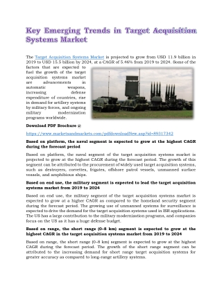 Key Emerging Trends in Target Acquisition Systems Market