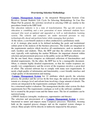 Over viewing Selection Methodology Of Campus Management System
