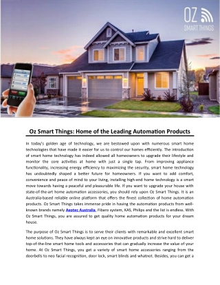 Oz Smart Things: Home of the Leading Automation Products