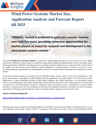 Wind Power Systems Market Size, Application Analysis and Forecast Report till 2025