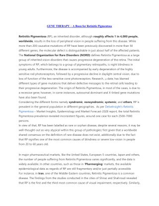 GENE THERAPY – A treatment therapy for Retinitis Pigmentosa