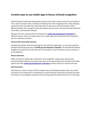 Creative ways to use mobile apps in favour of brand recognition