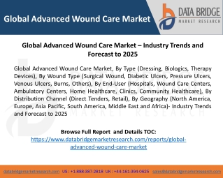 Global Advanced Wound Care Market – Industry Trends and Forecast to 2027