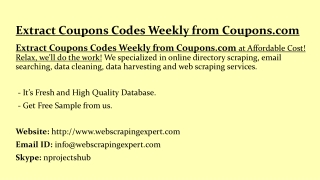 Extract Coupons Codes Weekly from Coupons.com