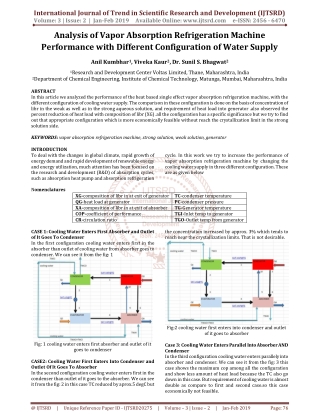 Analysis of Vapor Absorption Refrigeration Machine Performance with Different Configuration of Water Supply