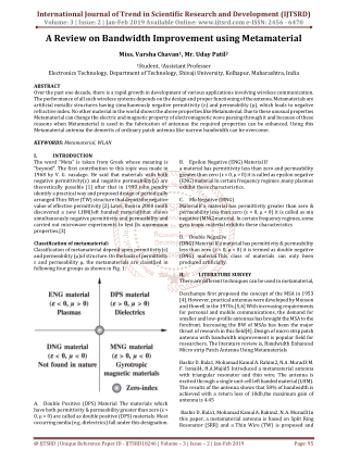 A Review on Bandwidth Improvement using Metamaterial