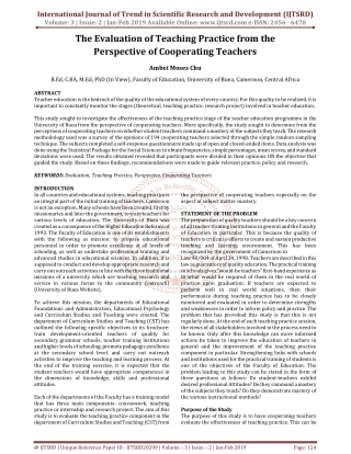 The Evaluation of Teaching Practice from the Perspective of Cooperating Teachers