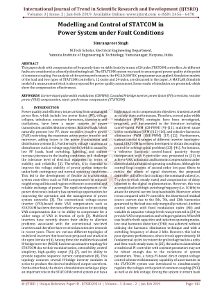 Modelling and Control of STATCOM in Power System under Fault Conditions