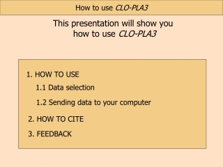 This presentation will show you how to use CLO-PLA3